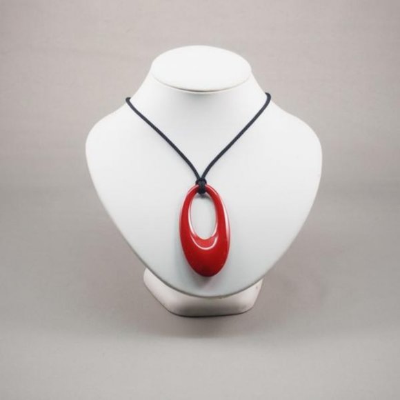 Wajima nuri Red Drop Pendant necklace 3.1" Artisan Handcrafted in Japan - Picture 1 of 6